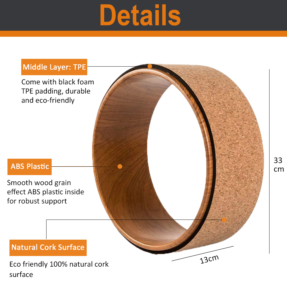 PAIDU Manufacturer New Design Wood Color Support Wheel Massage Wheel Backbend Pilates Yoga Circle Cork Wheel DDP