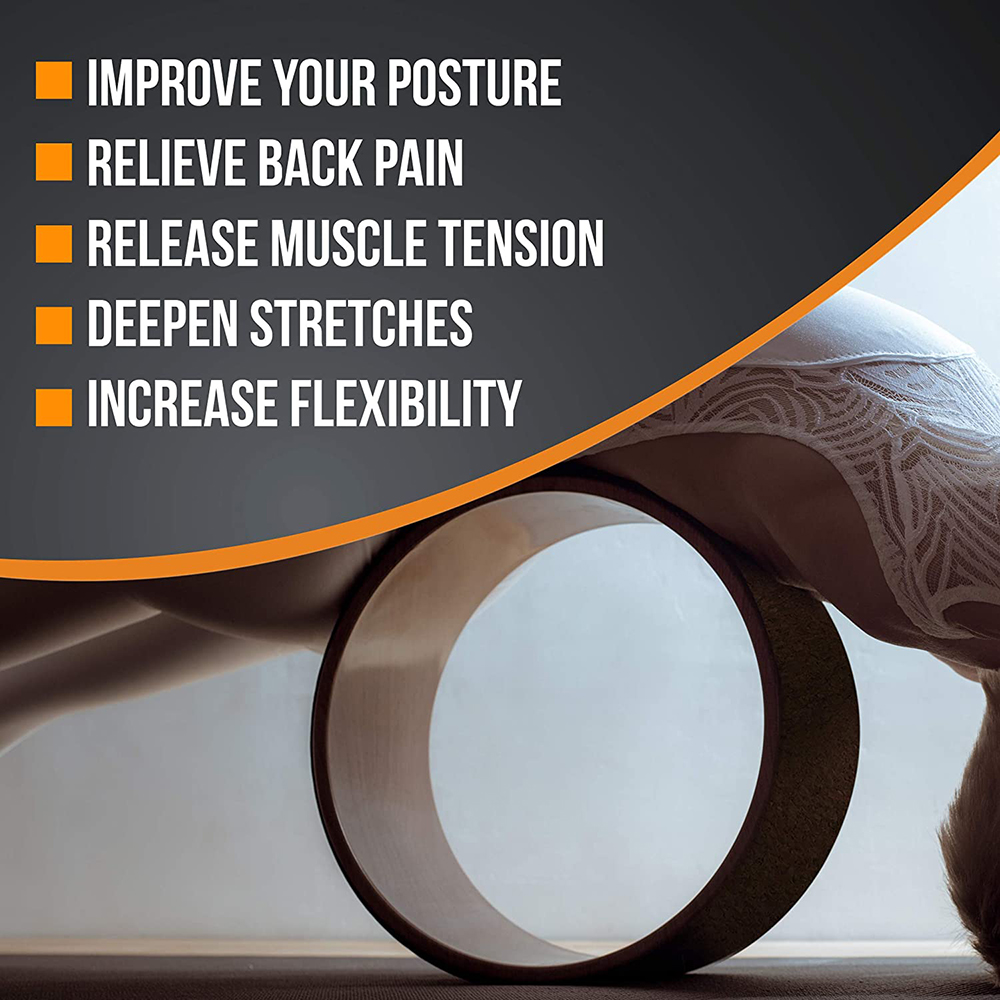 PAIDU Manufacturer New Design Wood Color Support Wheel Massage Wheel Backbend Pilates Yoga Circle Cork Wheel DDP