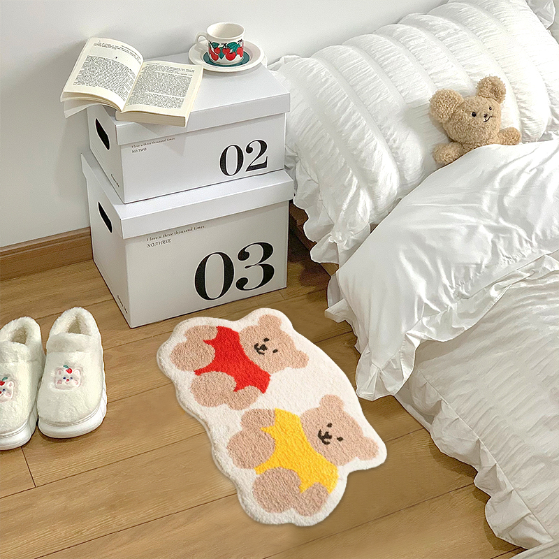 PAIDU Manufacturer Cartoon Carpet Cute Bear Floor Mat Bedroom Bedside Carpet
