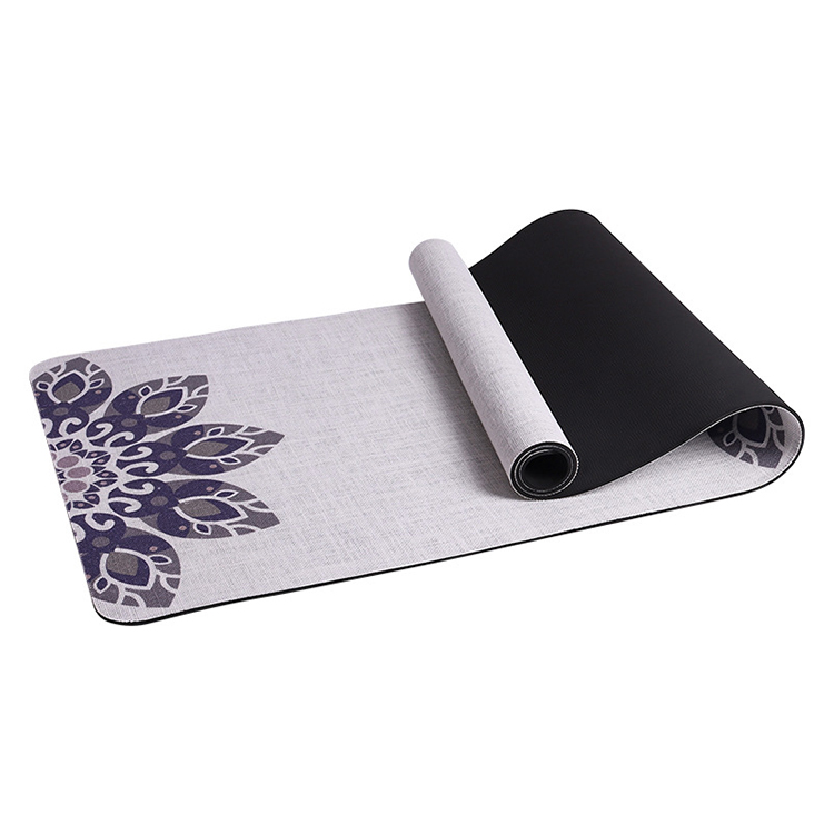 PAIDU Manufacturer BSCI Custom Pattern Fitness Natural Jute Yoga Mat PU Rubber Yoga Mat for Yoga