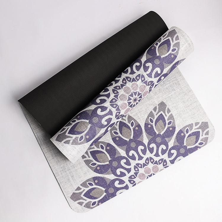 PAIDU Manufacturer BSCI Custom Pattern Fitness Natural Jute Yoga Mat PU Rubber Yoga Mat for Yoga