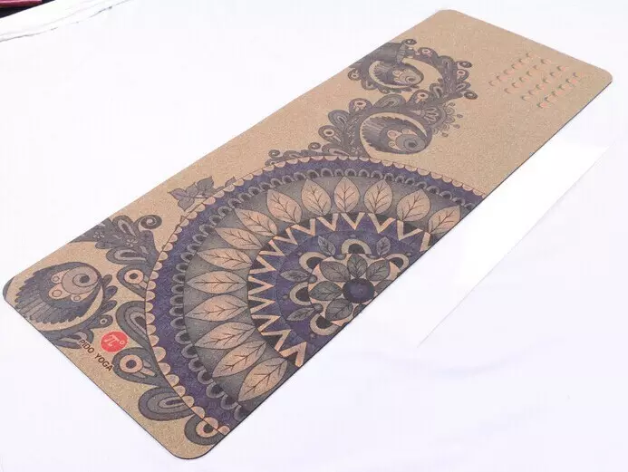 TPE cork printing yoga mat