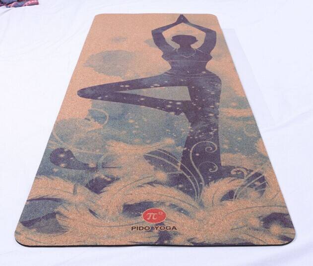 TPE cork printing yoga mat