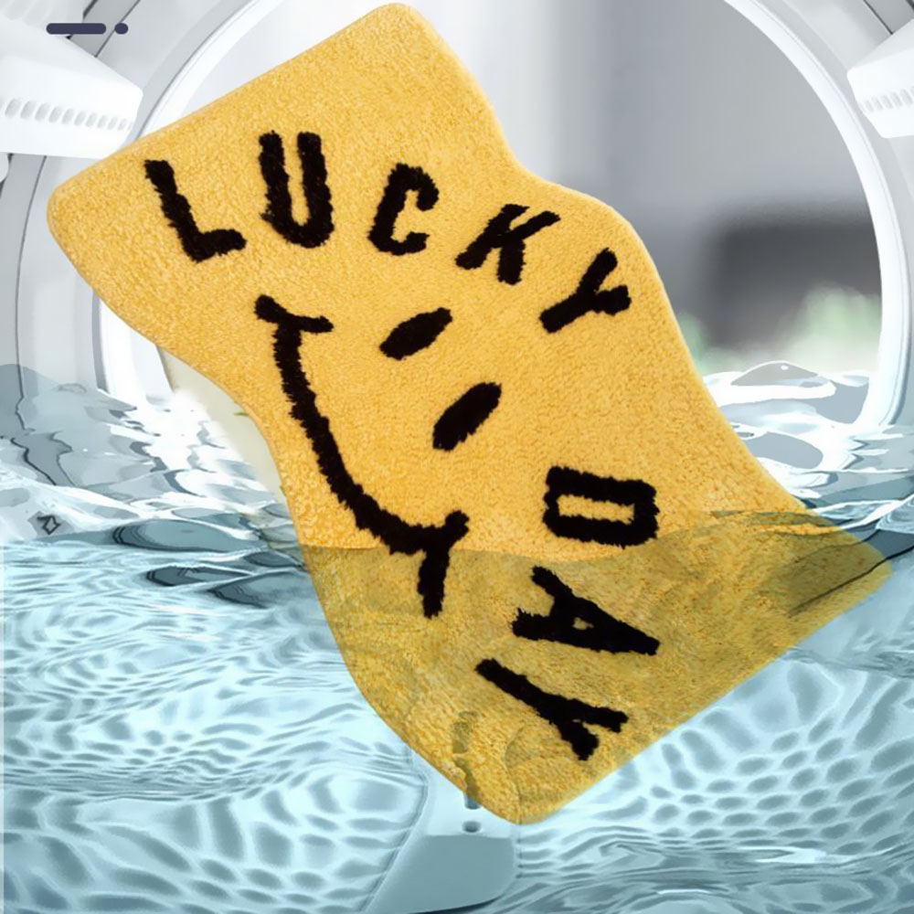 PAIDU Manufacturer Cartoon Simple Smile Bath Rug Non-Slip Mat Entrance Door Absorbent Entrance Mat Half Round