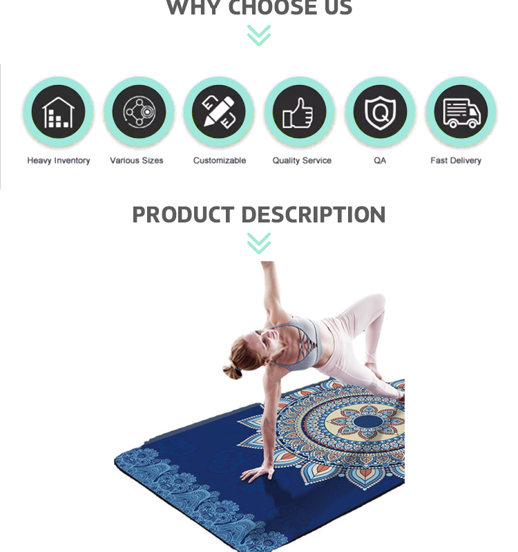 PAIDU Manufacturer BSCI Blue 8MM Non-Slip Yoga Mat Set Suede Yoga Mat Tpe