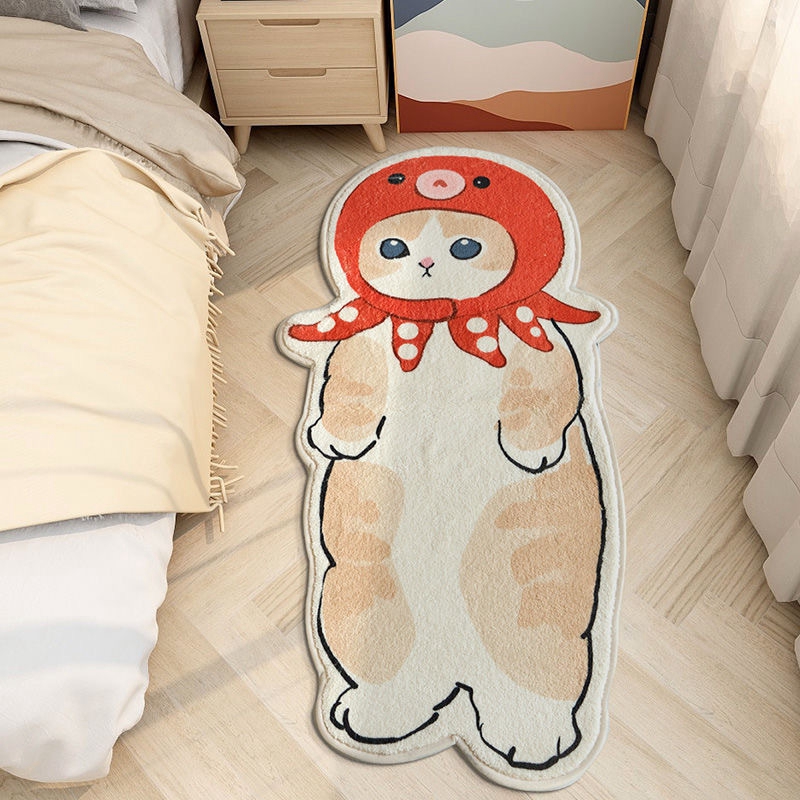 PAIDU Manufacturer BSCI Cartoon Cat Carpet Rug Plush Shaggy Fluffy Irregular Bedside Carpet Thicken Floor Mat