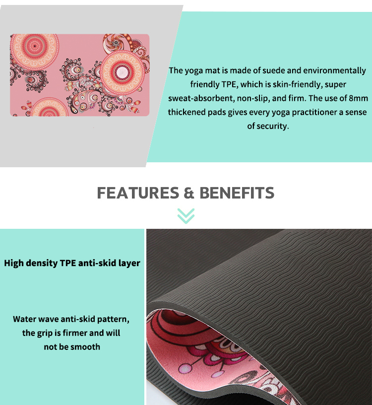 PAIDU Manufacturer BSCI Blue 8MM Non-Slip Yoga Mat Set Suede Yoga Mat Tpe