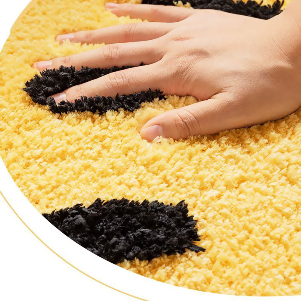 PAIDU Manufacturer Cartoon Simple Smile Bath Rug Non-Slip Mat Entrance Door Absorbent Entrance Mat Half Round