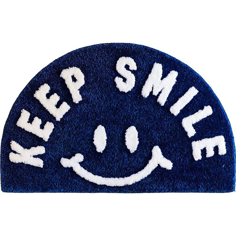 PAIDU Manufacturer Cartoon Simple Smile Bath Rug Non-Slip Mat Entrance Door Absorbent Entrance Mat Half Round