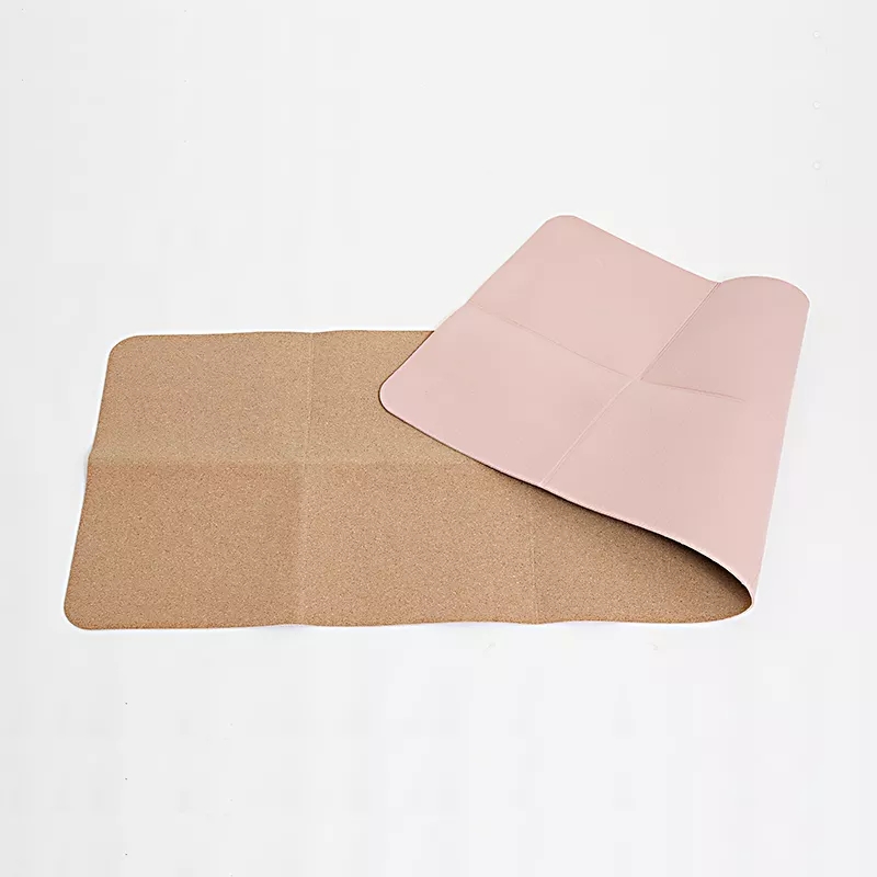 PAIDU Manufacturer BSCI Custom Print Label Gym Fitness Portable Folding Cork TPE Yoga Mat
