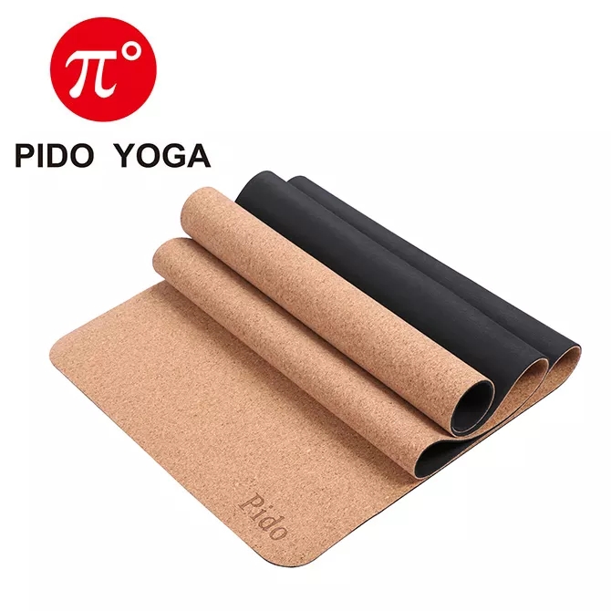 Paidu Manufacturer Moq 1pcs Natural Rubber Cork Yoga Mat with Carry Strap