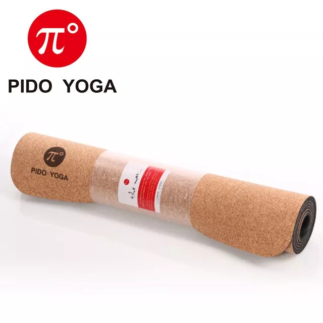 Paidu Manufacturer Moq 1pcs Natural Rubber Cork Yoga Mat with Carry Strap