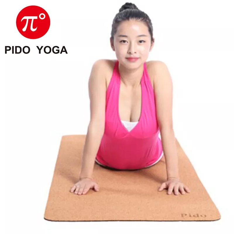 Paidu Manufacturer Moq 1pcs Natural Rubber Cork Yoga Mat with Carry Strap