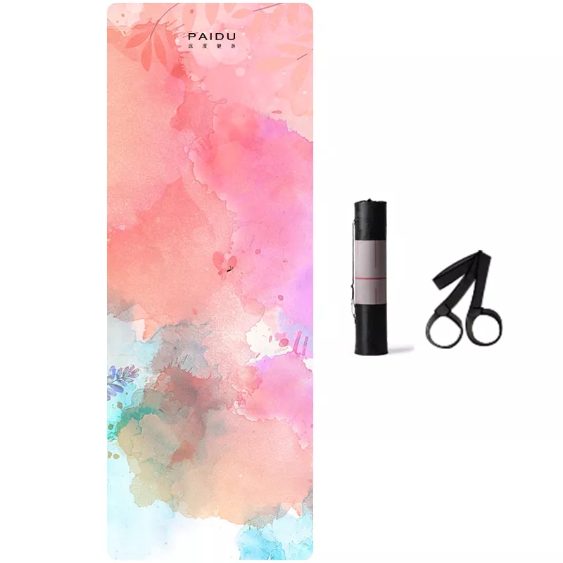 PAIDU Manufacturer BSCI Non Slip Yoga Mat Eco Friendly TPE Print with Carrying Strap for Floor Workout Fitness
