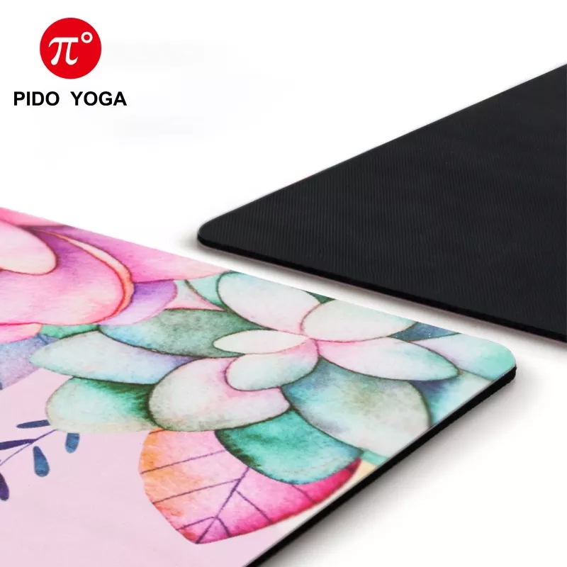 Paidu Manufacturer eco friendly Printed Microfiber suede surface natural tree rubber yoga mat