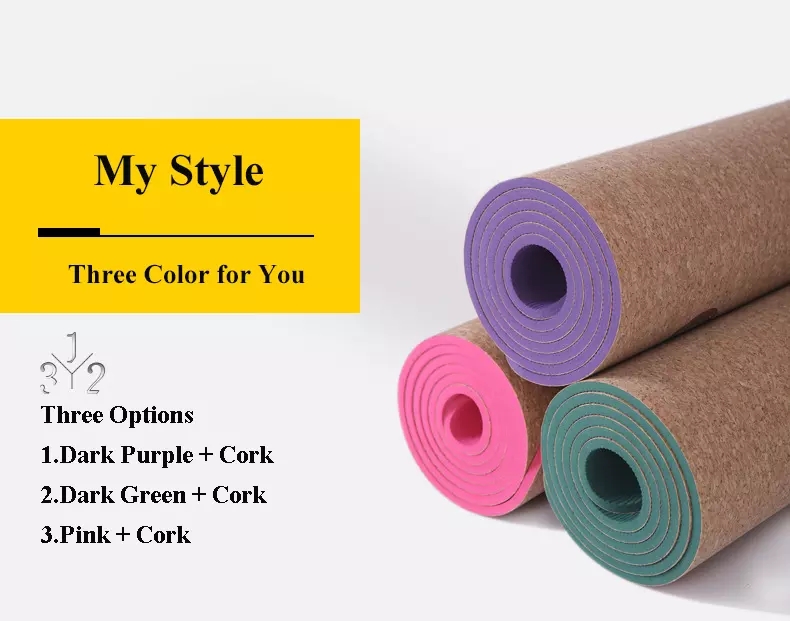 PAIDU Manufacturer BSCI YOGA Cork+TPE Yoga Mat 183*66*0.6 Cm Anti Slip