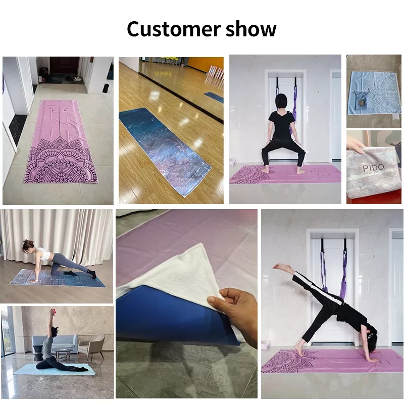 Paidu Manufacturer Yoga Mat Towel with Corner Pockets Non Slip Sweat