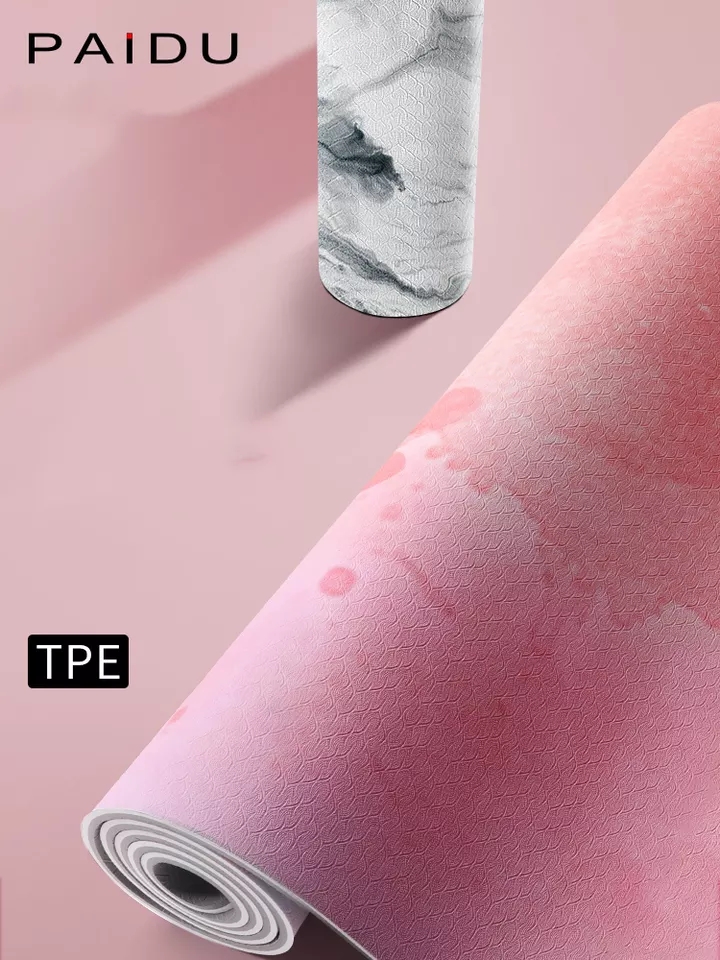 PAIDU Manufacturer BSCI Non Slip Yoga Mat Eco Friendly TPE Print with Carrying Strap for Floor Workout Fitness