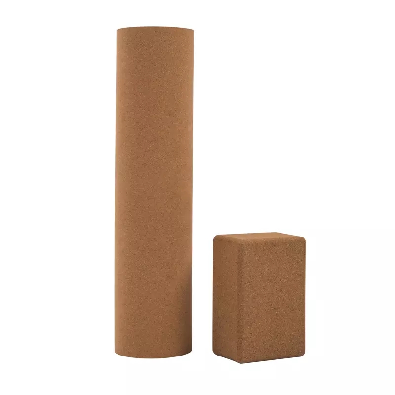 PAIDU Manufacturer BSCI Custom Logo Non-slip Natural Cork Rubber Yoga Mat Set