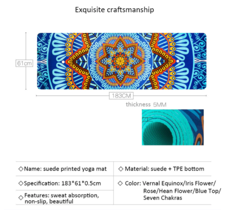 Paidu Manufacturer Suede Tpe Workout Mat Non Slip 6mm Thickness Eco Friendly Anti Slip