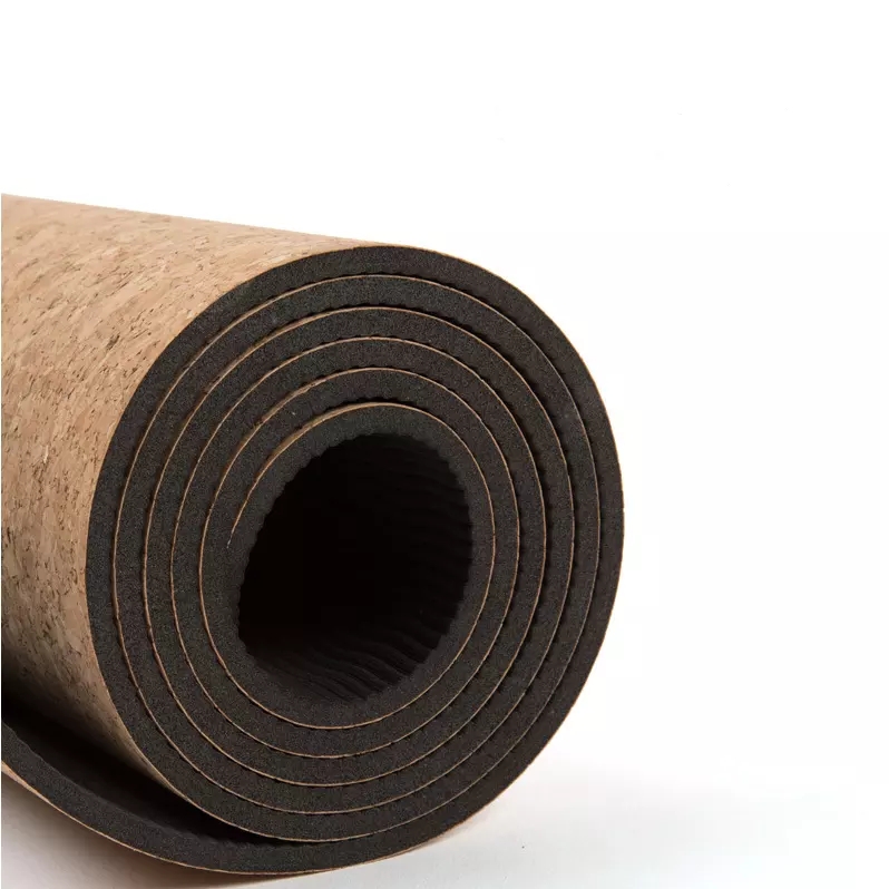 PAIDU Manufacturer BSCI Natural Rubber Cork Yoga Mat Set with Cork Yoga Block and Cork Massage Ball