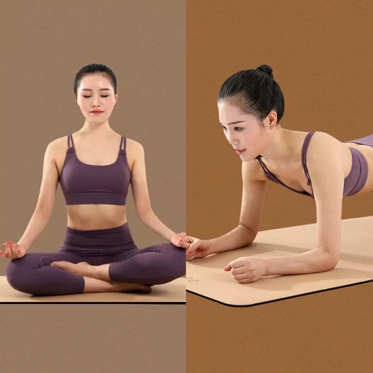 PAIDU Manufacturer BSCI Natural Rubber Cork Yoga Mat Set with Cork Yoga Block and Cork Massage Ball