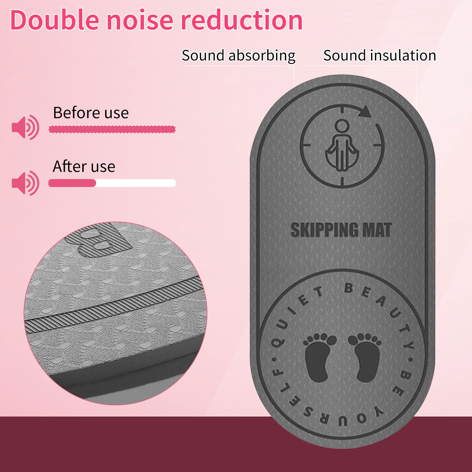 PAIDU Manufacturer BSCI Silent Jump Rope Yoga Mat High Density Aerobics Skipping Buffer Pad