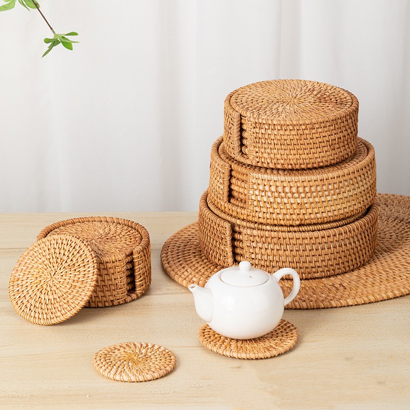 Paidu Manufacturer Autumn vine woven insulating tea cup mat round table mat