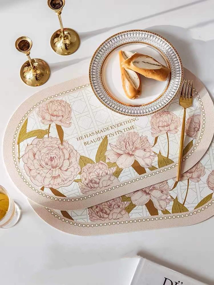 Paidu Manufacturer Simple Style Leather Printing Dirt Proof Insulation Table Mat