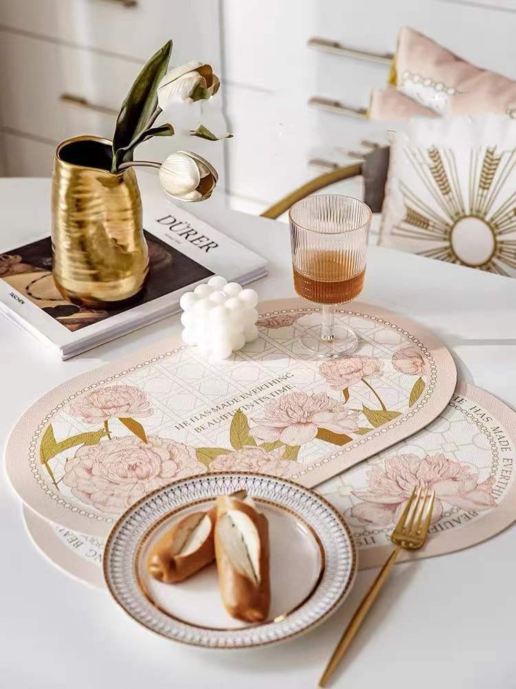 Paidu Manufacturer Simple Style Leather Printing Dirt Proof Insulation Table Mat